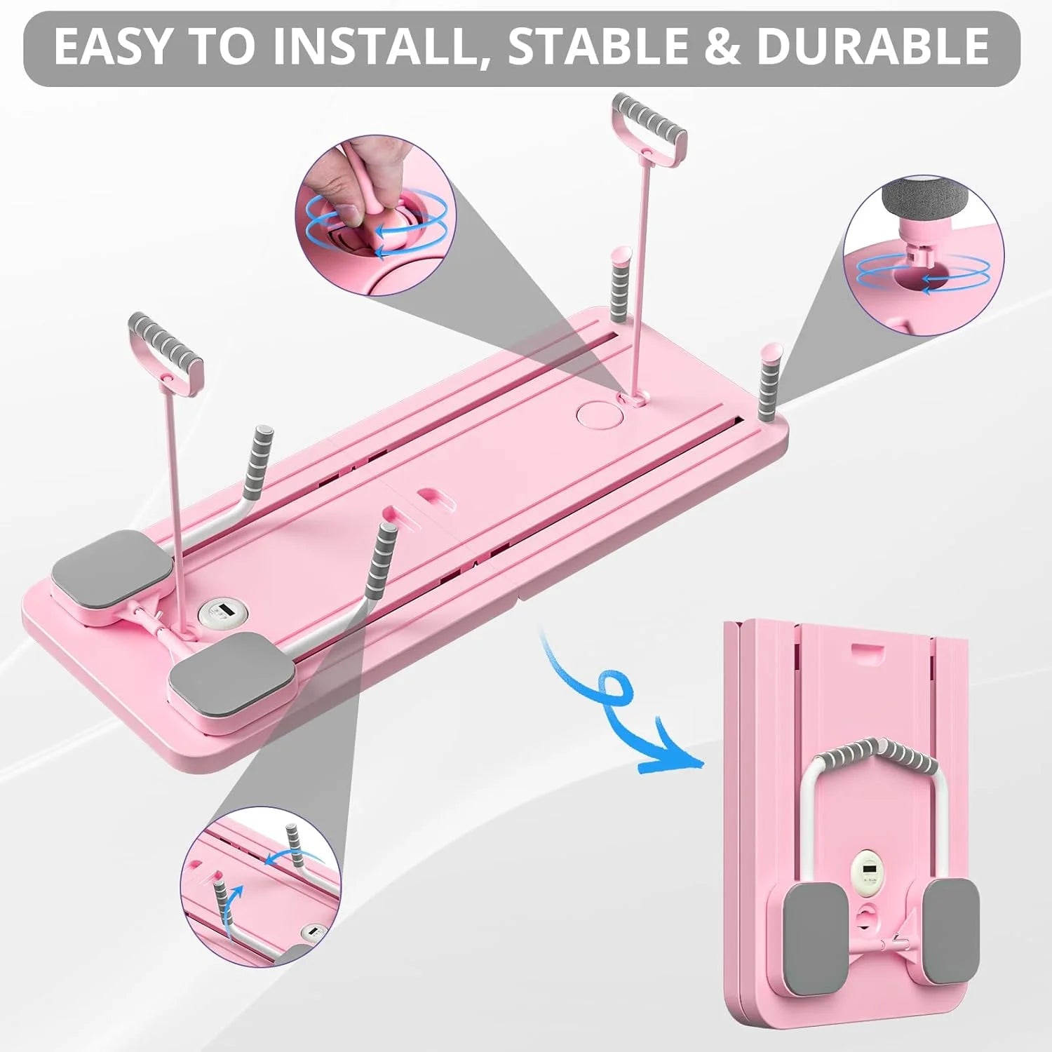 Board - 2024  Reformer Set, Multi-Purpose Foldable  Reformer Board for Home, 5 in 1  Sliding Board (Pink)