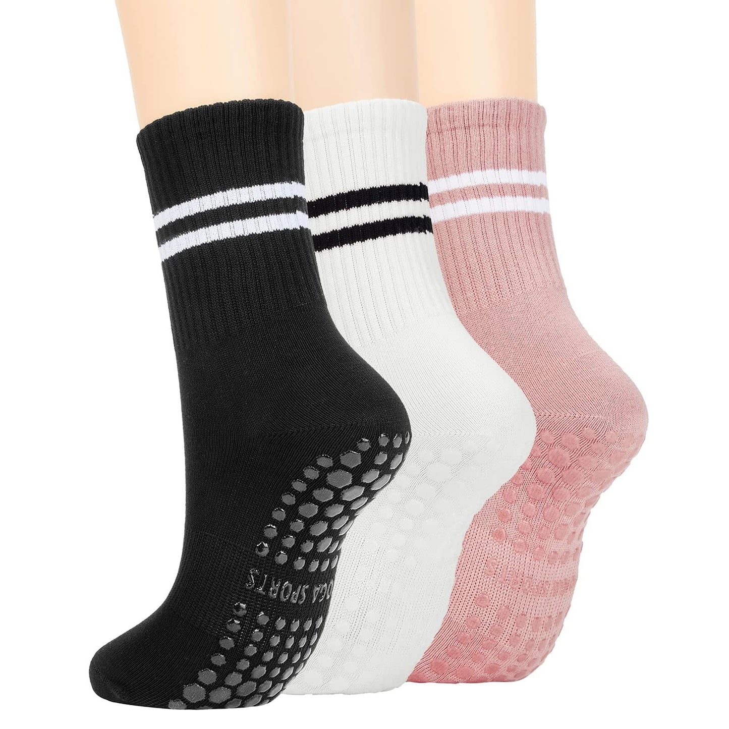 3 Pairs Long Pilates Grip Socks 